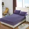 Cotton Fitted Sheet Mattress Cover Solid Color Sanding Bedding Linens Bed Sheets With Elastic Band Double Queen Size Bedsheet 201113