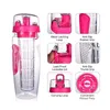 Fruit Infuser bouteille d'eau 1000 ml d'eau sans BPA + bouteilles bouteille de gym réutilisable Flip Top Lid articles cadeaux de voyage pour boissons pour adultes Y200106