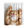 Woondecoratie Badkamer Douche Gordijnen Polyester Stof Grappige Hond Kat Afdrukken Badschermen Waterdicht Schimmel Bewijs met Haken T200711