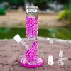 Cachimbas de Perc rectas que brillan en la oscuridad Aceite Dab Rigs Bong de vidrio de 5 mm de espesor Mashroom Owl Calcomanías moradas Tuberías de agua 18 mm Downstem difuso