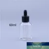 100st Genomskinlig snett axelglasdroppflaska 15ml 30 ml 60 ml Klar eterisk olja med svart dropplock