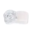 子供抵抗性5mlクリアキューブワックスガラスジャーダブワックスオイル濃縮ボトルホワイトまたはブラックキャップ付き化粧容器