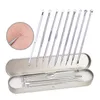 9 pezzi kit di strumenti per la rimozione di brufoli di comedone in acciaio inossidabile aghi rimozione dell'acne pulizia profonda dei pori estrattore per la cura della pelle set di bellezza 10 set