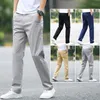 Verão Novos Homens Fino Algodão Caqui Caqui Calças Casuais Negócios Cor Stretch Calças Trousers Marca Cinza Masculino Plus Size 40 42 44 201110