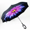 Omvänd paraply C-handtag Vindtäthet omvänd solskyddsmedel Regnskydd för bilparaplyfoldnings dubbelskikt Inverterade hushållsdrottar ZY75