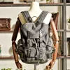 student Men's outdoor shoulder casual bag large capacity travel backpack canvas leather climbing 202211