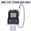 Novo Picosur Picossecond Laser Mark Tatoo Remoção Nd Yag 755nm 532nm 1064nm 1320nm para acne Teament Boneca Preto