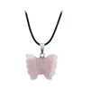 Crystal Stone Butterfly Pendant Necklace Hand Carved Natural Gemstone Necklaces Ladies Party Fashion Accessories Whit Chain BBF14158