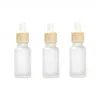 Frosted Glass Dropper Bottle with Imitated Wooden Lids Empty Refillable Vial Cosmetic Container Jar Holder Sample Bottle