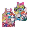 Movie Film Reptar The Rugrats Basketball Jersey Regenererat Gå Wild Big Baby 1949 Pinky Records Airbrush Day Nickelodeon Allt som Hiphop Stitched Black White Red Red