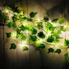 Yeşil Yaprak Rattan Lamba Bahçe Avlu Süslemeleri Bakır Tel Işık Şükran Günü Sevgililer Günü Ivy Aydınlatma Dize Glow 7 5JQ G2