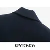 KPYTOMOA Femmes Mode Avec Boutons En Métal Blazers Manteau Vintage Manches Longues Dos Vents Femelle Survêtement Chic Tops 201023