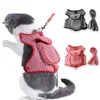 Pet Collar Walking Puppies Leash Cat and Dog Harness Houndstooth Pattern Small Dog Backpack Harness Belt Pocket Rope Set Outdoor 201101