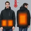 Couple USB Heat Jacket Men Women Waterproof Padded Coat Men Down Cotton Hiking Windproof Jackets Winter Thermal Plus Size Heated Clothing