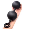 Huge Inflatable Anal Plug Prostate Massager Vagina Anus Expansion Beads Big Butt Plug With Metal Ball Anal Sex Toys For Men Woma Y201118