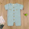 2021-04-06 Lioraitiin 0-24m Spädbarn Baby Boy Girl Summer Romper Solid Short Sleeve O-Neck Jumpsuit Outfit 4styles G1221