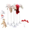 Funny swing spring Mice with Suction cup Furry cat toy colorful Feather Tails MouseToys for Cats Small Cute Pet Toys WQ31-WLL