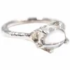 Sydkorea Niche S925 Sterling Silver Quartz Sten Transparent Gem Ringar In Kall Vind Öppna Justerbar Ring Kvinna