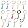 14 couleurs maison en bois gland perle chaîne Bracelet porte-clés de qualité alimentaire Silicone perles Bracelets femmes fille porte-clés dragonne