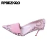 Brand Snakeskin Pink Shoes Mulheres saltos altos finos elegantes 2020 3 polegadas Ponto Bombas de ponta de ponta de prata Sarpin Sarpin 4 34 Snake1