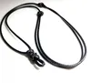 Einfache stil schwarz leder schnur glückliche halskette für diy anhänger einstellbar 20mm-40mm für männer frauen halsketten schmuck