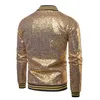 Giacche da uomo Moda Uomo Paillettes Giacca a maniche lunghe con zip Capispalla Club Party Cappotti con paillettes Abito formale da palcoscenico per affari