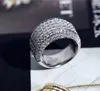 925 sterling silverpläterad 18k vitguld herrring 3 karats simuleringsdiamant Lyxig atmosfär personlighet