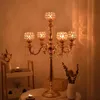 5 Arms Metal Candelabra Centrotavola per decorazioni per le vacanze casalinghi Cancellaio Crystal Candle Holder per feste di nozze Cangoli 220208