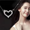 New Concise Style Silver Necklace Full Diamond Love Heart Necklace Female Love Zircon Pendant One Chain Silver Necklace Short Clav174R