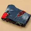 Novos homens jeans estilo americano 100% algodão denim hip hop patchwork de bandeira nacional moda jeans homens # 597 201116