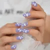 False Nails White Cloud Fake Bule Sky Press On Pre Design Full Cover Oval Glossy Artificial Nail Short For Women Prud22