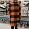 Kvinnors Blusar Skjortor Mellanklängd Plaid Långärmad Knappar Skjorta Förstoringar Koreansk stil Blus Kvinnor Hödtops Vintage Plus Storlek