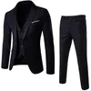 Hot Oeak Men Blazers 3 Pcs Blazer +vest +pants Suits Sets Solid Color Oversize Dress Business Suit Set 201105