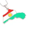 Kurdistan Map And Flag Pendant Necklace For Lovers Men Women Ethnic Jewelry Kurdistan Patriotic Gift
