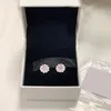 Pink Magnolia Earrings Beautiful Women Jewelry with Original box for 925 Sterling Silver flower Stud Earring sets9839112