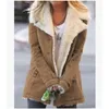 レディースの毛皮の襟ダウンジャケットファッショントレンドフリース長袖ボタンダウンパッド入りコートデザイナー冬の女性新しいカジュアルな暖かいアウターウェア
