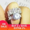 Real 925 Sterling Silver oval princess cut wedding Ring set for women engagement band eternity jewelry zirconia R4975