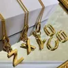 Hotsale Custom Naam Ketting Hoge Kwaliteit Geel Vergulde A-Z Letter Hanger Ketting Oorbel voor Meisjes Vrouwen voor Party Bruiloft Hot Gift