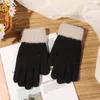 Guanti invernali lavorati a maglia Guanti in peluche Guanti femminili spessi e caldi Touch Screen con dita piene Imitazione di cashmere1