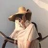 Oversized Beach Hats For Women Simple Solid Color Summer Wide Brim Large Straw Hat Uv Protection Foldable Sun Cap Chapeau Femme 220712
