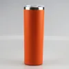 20oz Powder Coated Skinny Tumbler Stainless Steel Tumbler slim Tumbler Vacuum Insulated Beer Coffee Mugs with Lid 20colors