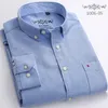 Mens manga comprida Sólida Oxford vestido camisa masculina casual regularwith esquerdo peito bolso tops botão para baixo camisas lj200925