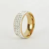 3 rijen Crystal Diamond Trouwringen Gouden Ring Vinger Ringen Paar Ring band voor Vrouwen Mannen Bruiloft Sieraden