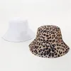 Wide Brim hattar 2021 Två sido leopard svart hink hatt för kvinnor män reversibel panama sol sommar damer koreanska stranden fiskare