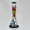 10 "Handpainted Kafatası Cam Bong Nargile Tütün Su Borusu 5mm Kalın Beher Bongs Sigara Geri Dönüşüm Yağı DAB Rigs Buz Catcher Bisbler Bowl