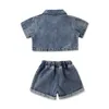 kids Clothing Sets girls Denim outfits children cardigan coat Tops+cowboy shorts 2pcs/set summer fashion Boutique baby clothes