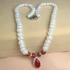 Äkta naturligt sötvattenspärlhalsband 925 Sterling Silver Pearl Pendant Halsband för kvinnor Smycken Fashion Gift Q0531