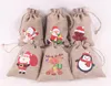 Nuevo saco de lino de Navidad, bolsa de regalos de dulces para niños, bolsa de cuerda con cordón de alce de Navidad, bolsa de regalos encantadora, accesorios para niñas, bolsas de cosas