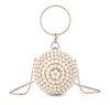 Luxe femmes perle perles sac de soirée rond diamant mariée fête de mariage sacs à main chaîne pochette petit dîner sac à main bolso