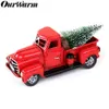 OurWarm Vintage Red Metal Truck with Movable Wheel Kids Holiday Gifts Ornament Table Top Rustic Christmas Decoration for Home 201203